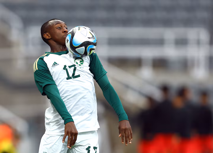 Soccer Football - International Friendly - South Korea v Saudi Arabia - St James' Park, Newcastle, Britain - September 12, 2023 Saudi Arabia's Saud Abdulhamid in action REUTERS/Molly Darlington/ File Photo Purchase Licensing Rights